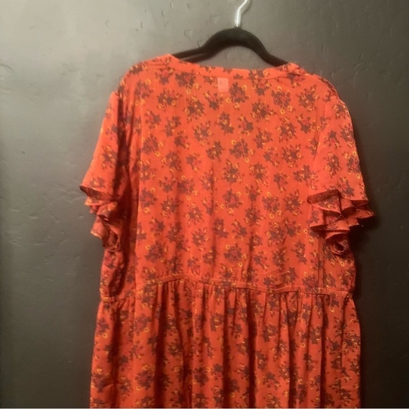 Torrid Floral Pintuck Pleating Chiffon Split Maxi Top Blouse 3 High-Low Dress - Picture 12 of 14